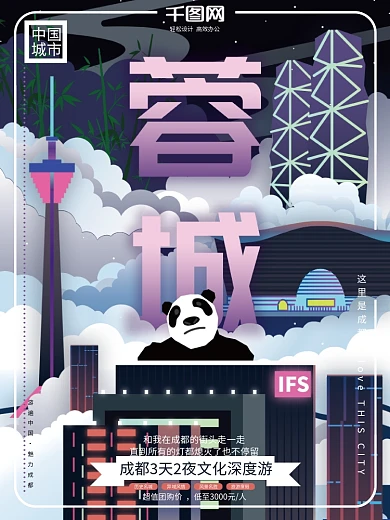 原创插画城市说趋势成都海报