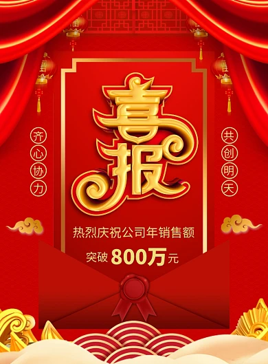 公司年销售额喜报宣传广告印刷海报