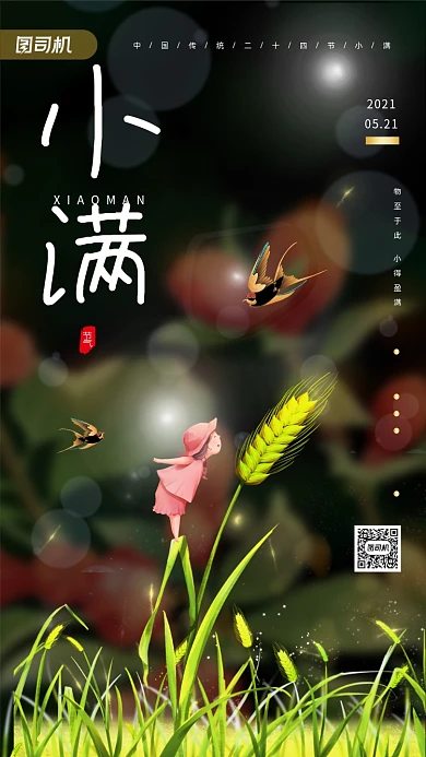 小满节气唯美清新手机海报