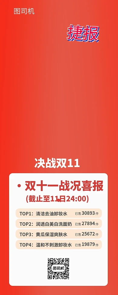 双十一战报喜报手机海报
