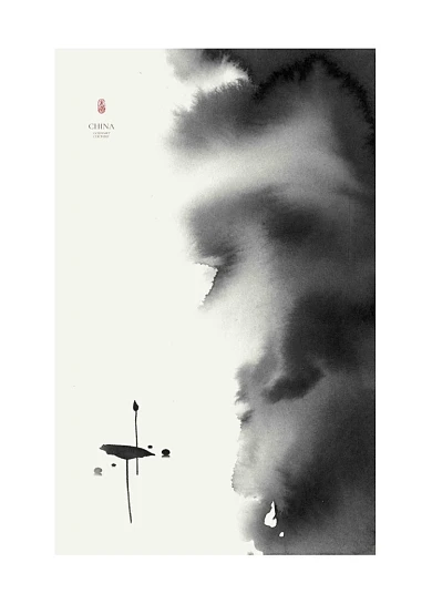 中式创意黑白水墨荷叶客厅装饰画