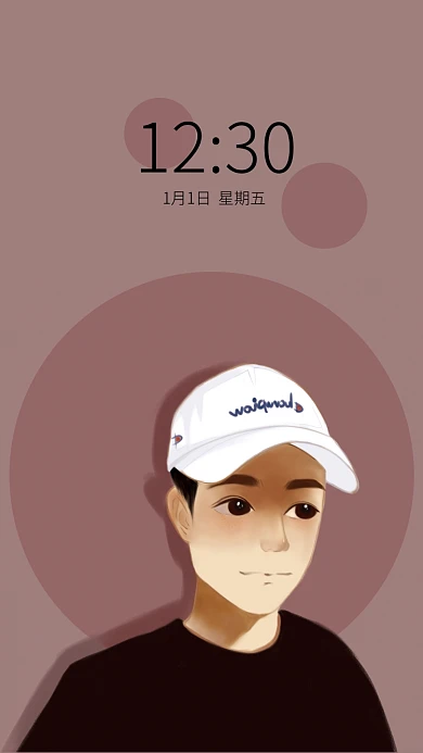 粉色手绘男生手机壁纸