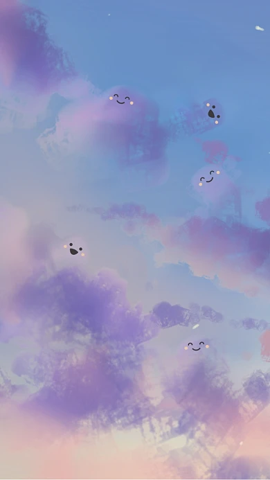 气球云朵俏皮小表情手机壁纸