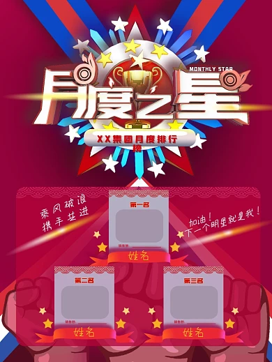 原创月度之星会议室文化海报