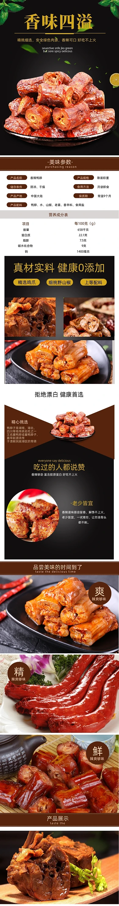 鸭脖详情页电商时尚简约大气黑色即食