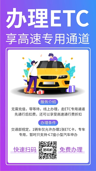 简约办理ETC手机海报