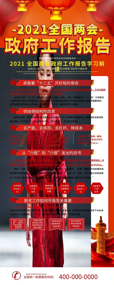 2021全国两会政府工作报告解读内容展架