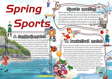 春季運動會英文小報創(chuàng)意手抄報模板