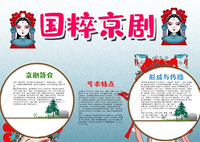 国粹京剧漂亮手抄报模板