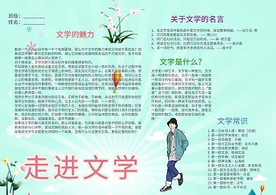 中学生走进文学手抄报模板