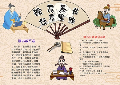 中国风古风卡通行万里路漂亮手抄报模板