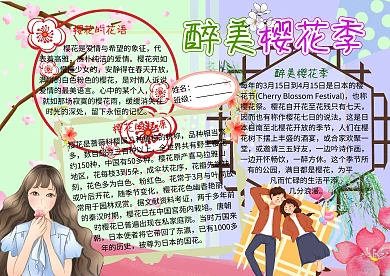 醉美春天樱花小报手抄报