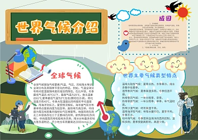 卡通世界气候手抄报模板