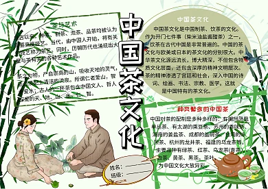 中国茶文化传统国学小学生手抄报