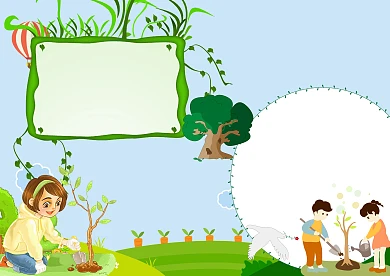 手绘卡通植树节绿色公益手抄报版面设计