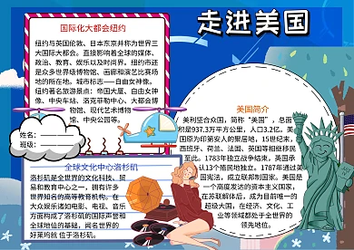 走进美国地理人文手抄报