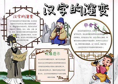 古風(fēng)傳統(tǒng)漢字的演變手抄報(bào)模板