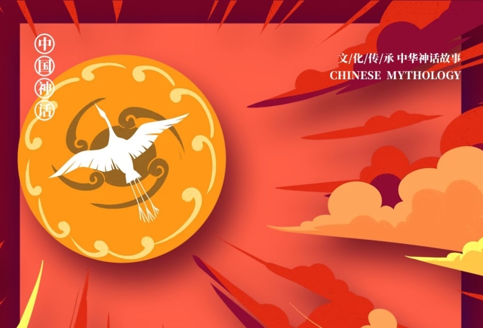 太陽鳥神鳥之太陽神鳥國潮風格插畫海報

