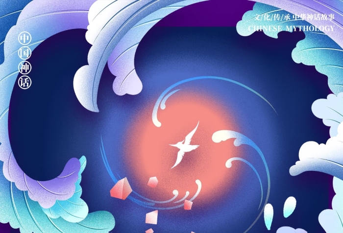 神話神鳥(niǎo)生物之金烏國(guó)潮風(fēng)格插畫(huà)海報(bào)
