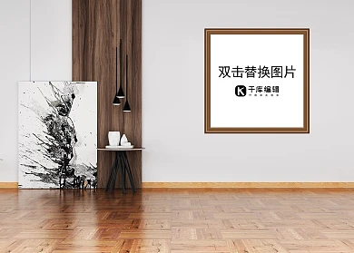 室内墙壁上画框模板模型展示白色简约风格样机