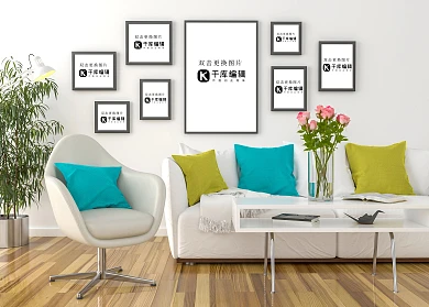客厅装饰模板相框模型展示白色创意样机