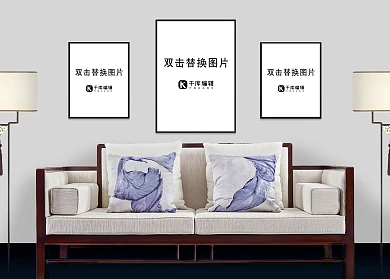 室内画框素材模板模型设计展示白色墙壁简约风格样机