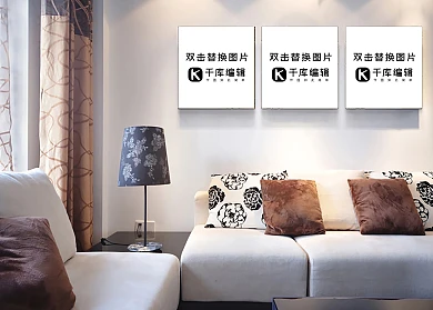 室内智能装饰画框灰色墙创意样机