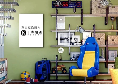 客厅装饰画框模型模板绿色色背景墙创意样机