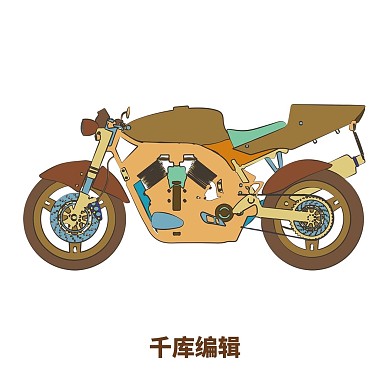 簡約扁平卡通漫畫風(fēng)機車摩托車矢