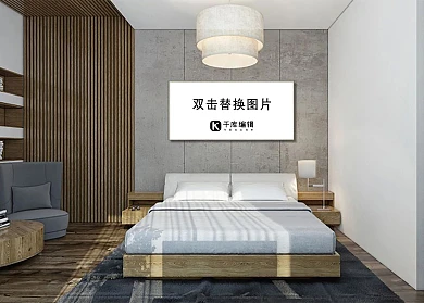墙上卧室装饰模板画框模型展示白色简约风格样机