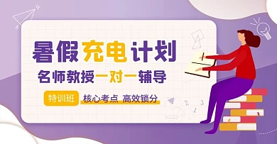 教育培训暑假班紫色简约电商横版banner