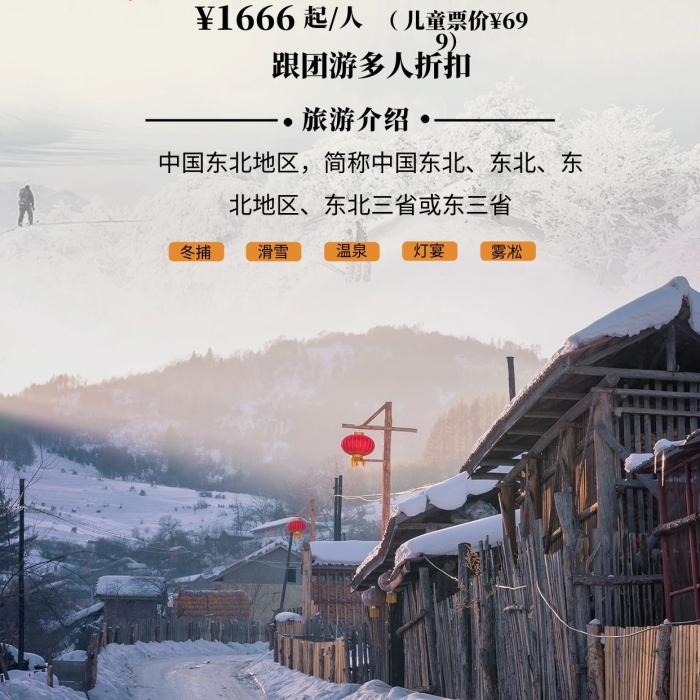 燈宴霧凇冬季漫游東北旅行海報
