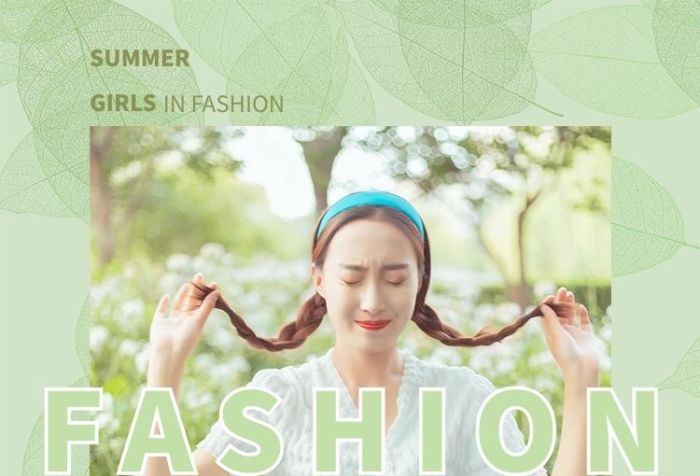 夏季新品長發(fā)美女綠色簡約電商豎版海報
