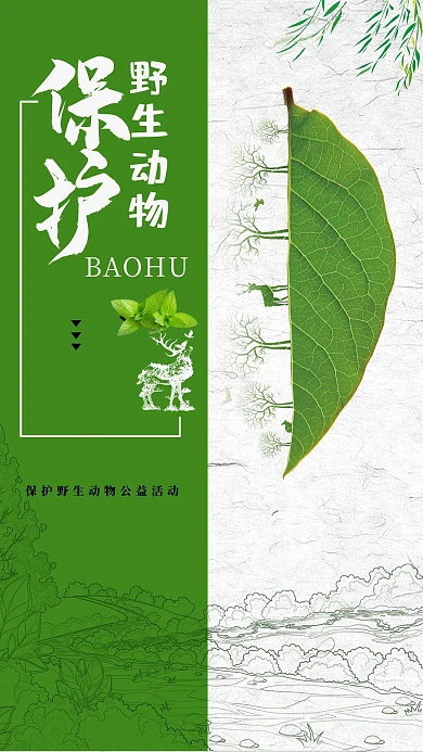 保护野生动物公益海报