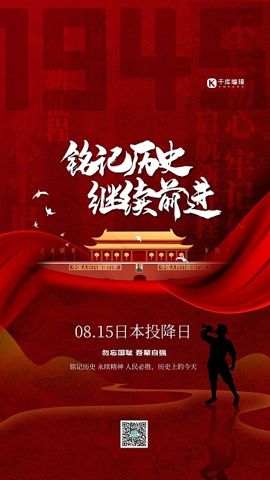 銘記歷史繼續(xù)前進(jìn)紅色精美海報