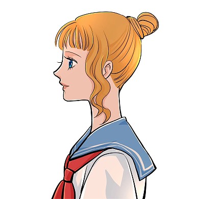 水手服少女二次元人物側(cè)臉