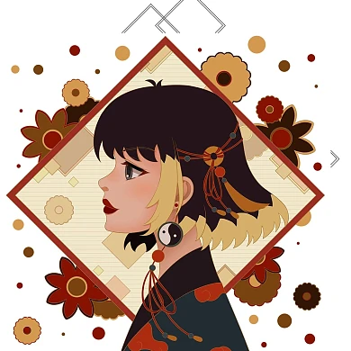 国潮国风二次元漫画少女微信头像