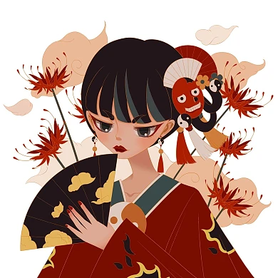 中国风和服少女二次元微信头像