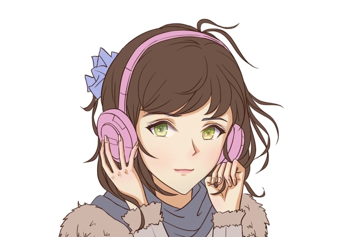 头像微信二次元冬日听歌的女生
