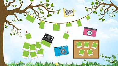 蓝色小清新校园照片墙