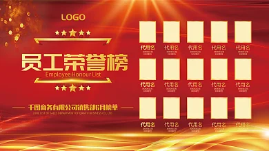 红色大气员工荣誉榜展板