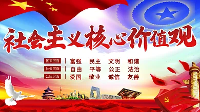 大气书法字社会主义核心价值观党建展板设计