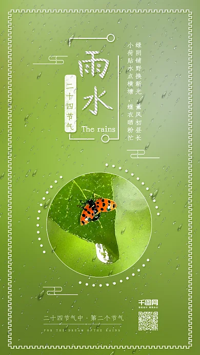 小清新原创雨水节气植物背景配图