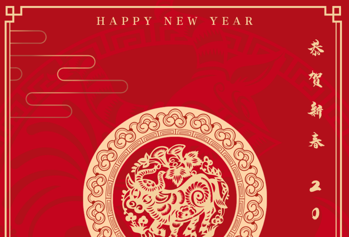 古典祥云邊框牛年恭賀新春節(jié)日海報
