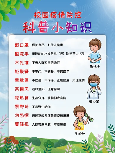 校园防疫 防疫知识 疫情防控 防疫 新冠