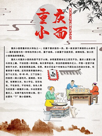 复古重庆小面美食海报