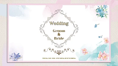 简约清新欧式婚礼背景展板