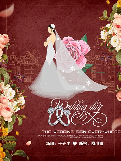 喜庆唯美浪漫结婚婚礼婚庆宣传海报展板
