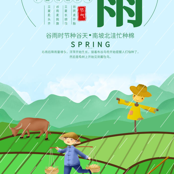 谷雨氣牛手機(jī)用圖農(nóng)民種地春耕稻草人
