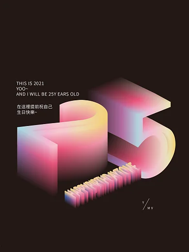 渐变立体数字 25岁生日